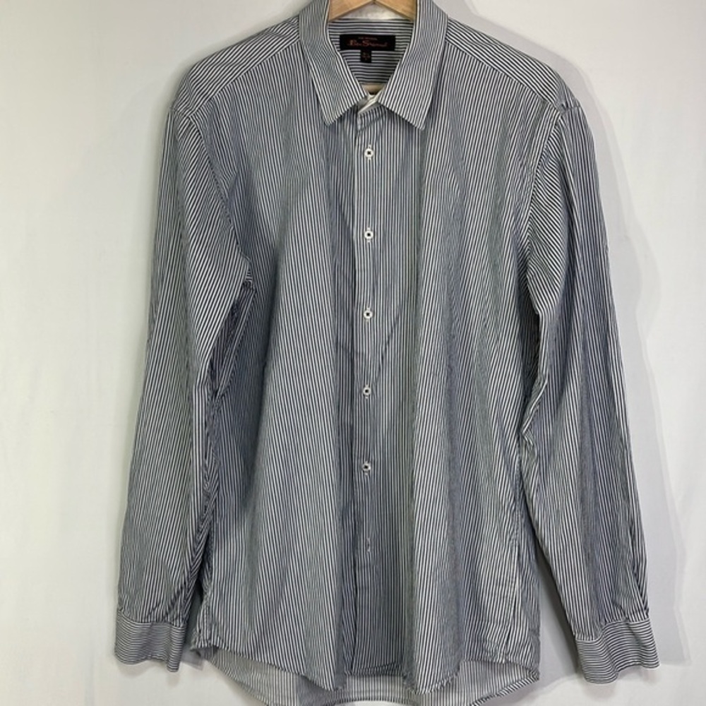🌽 Ben Sherman blue and white striped 16 1/2 34-35 dress shirt